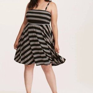 Torrid Striped Swing Dress Black Multi Size 1 New NWT